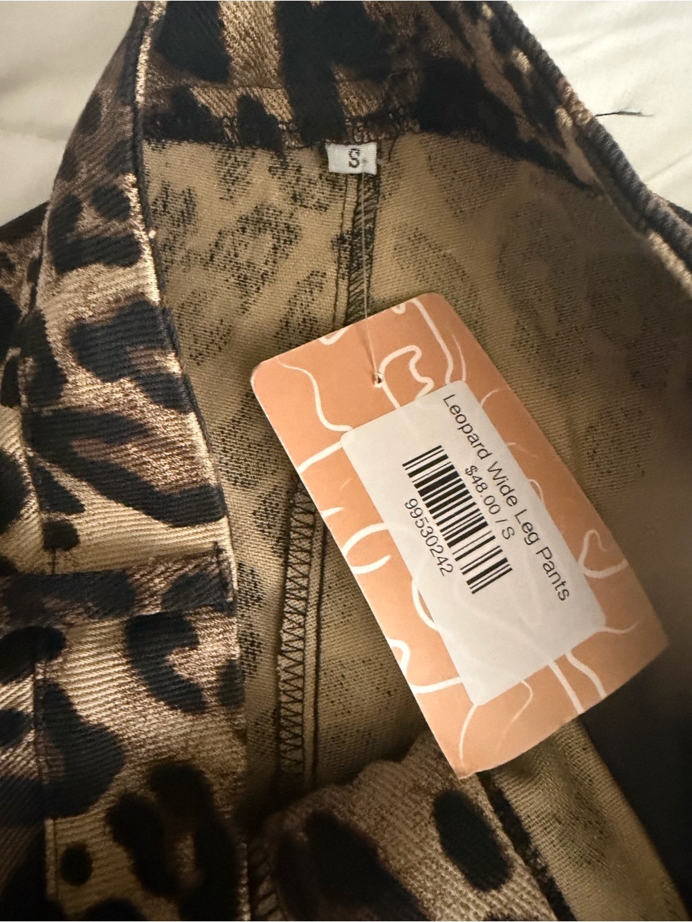 Leopard Print Wide-Leg Pants in Beige Black - Picture 8 of 8